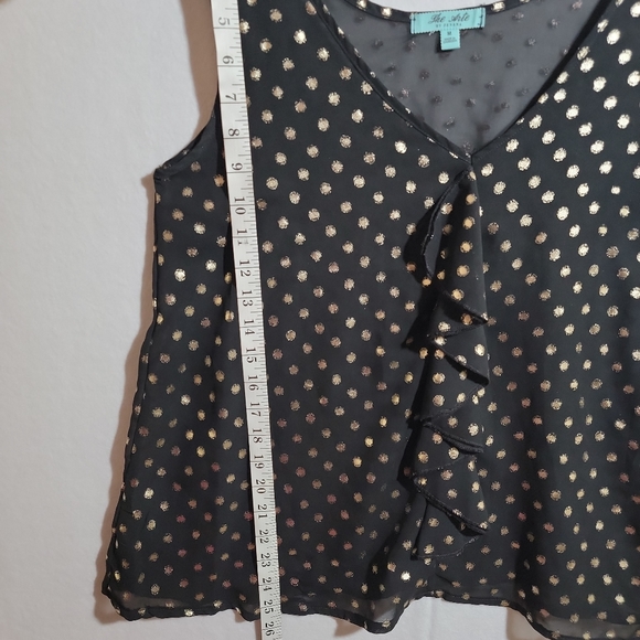 The Arte By Zenana Black & Gold Dots Women’s Tank Top Size Medium. - Picture 4 of 5